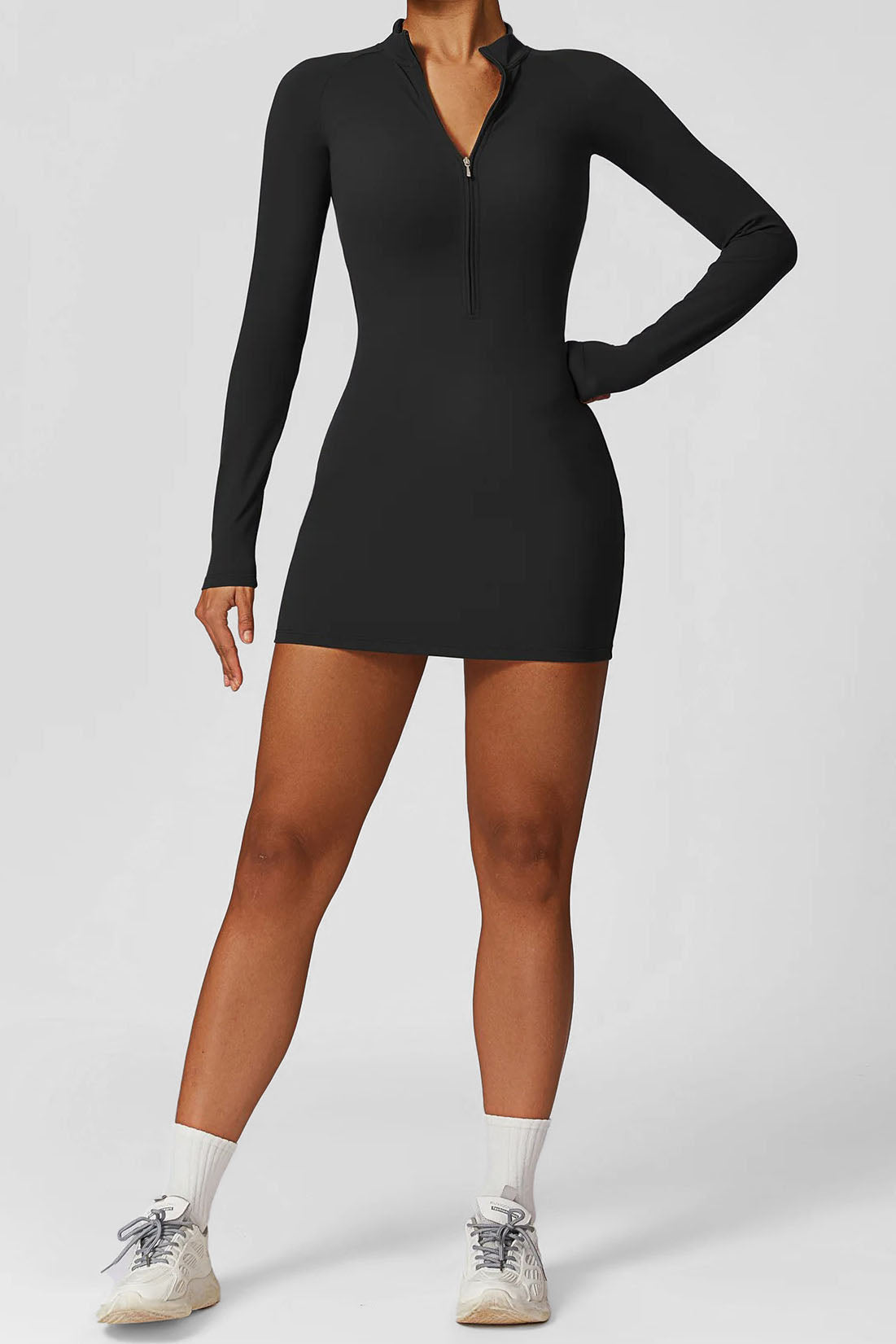 Soft Sculpt Long Sleeve Mock Mini Dress