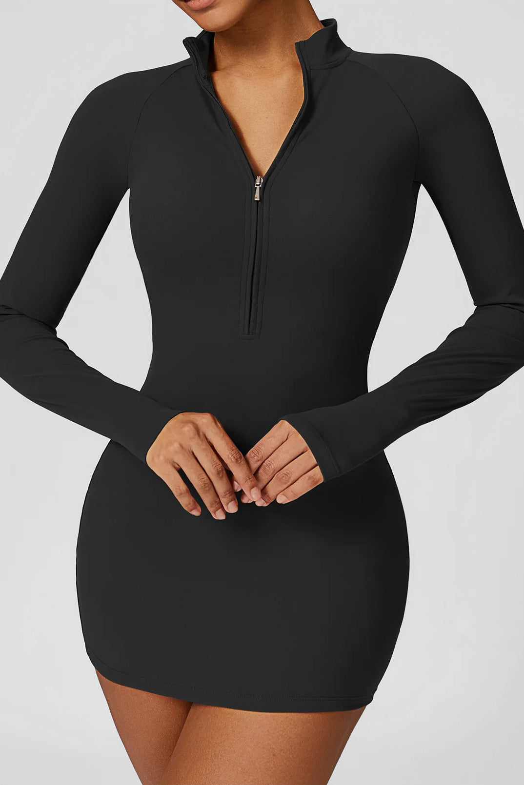 Soft Sculpt Long Sleeve Mock Mini Dress