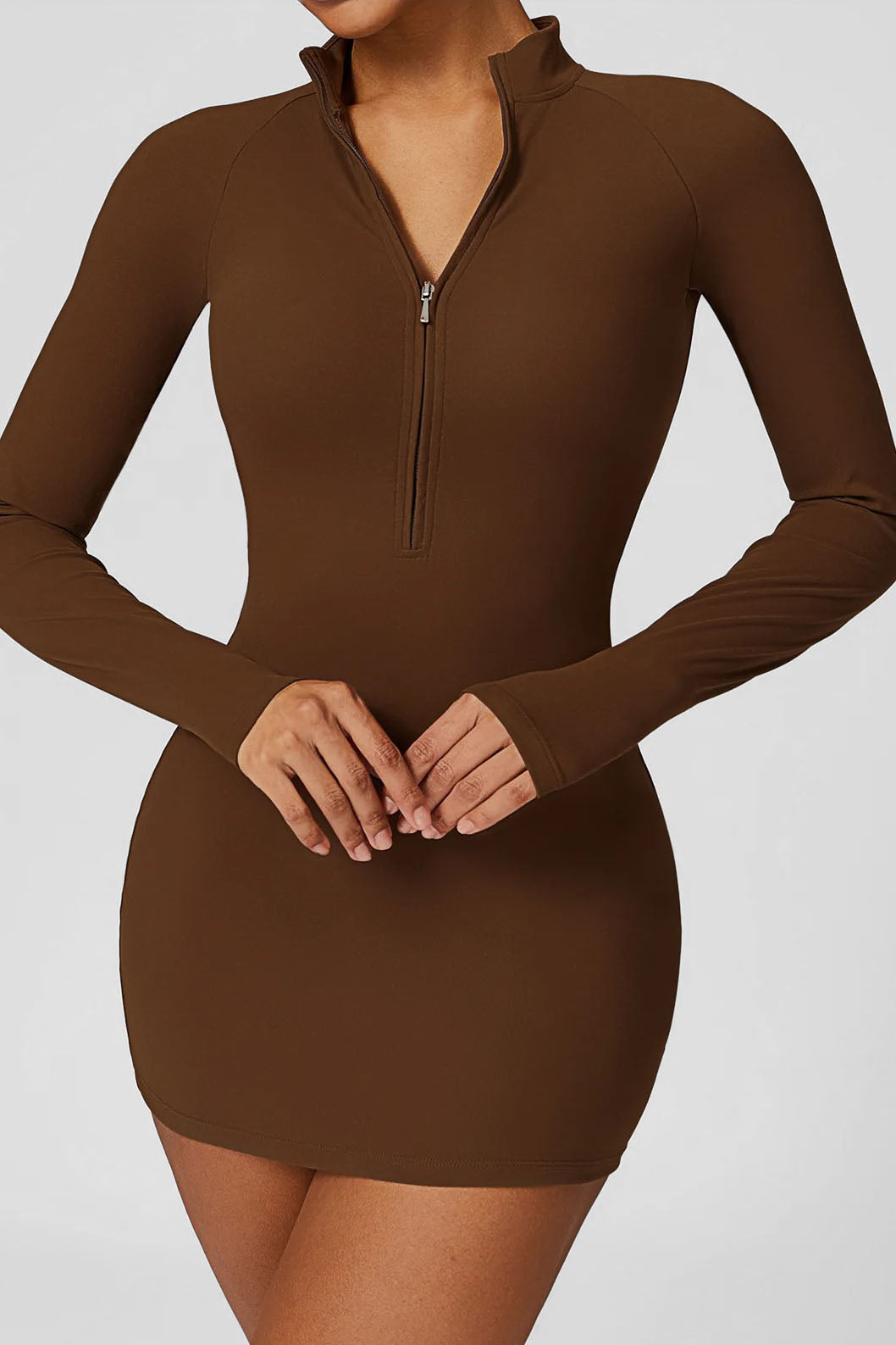 Soft Sculpt Long Sleeve Mock Mini Dress