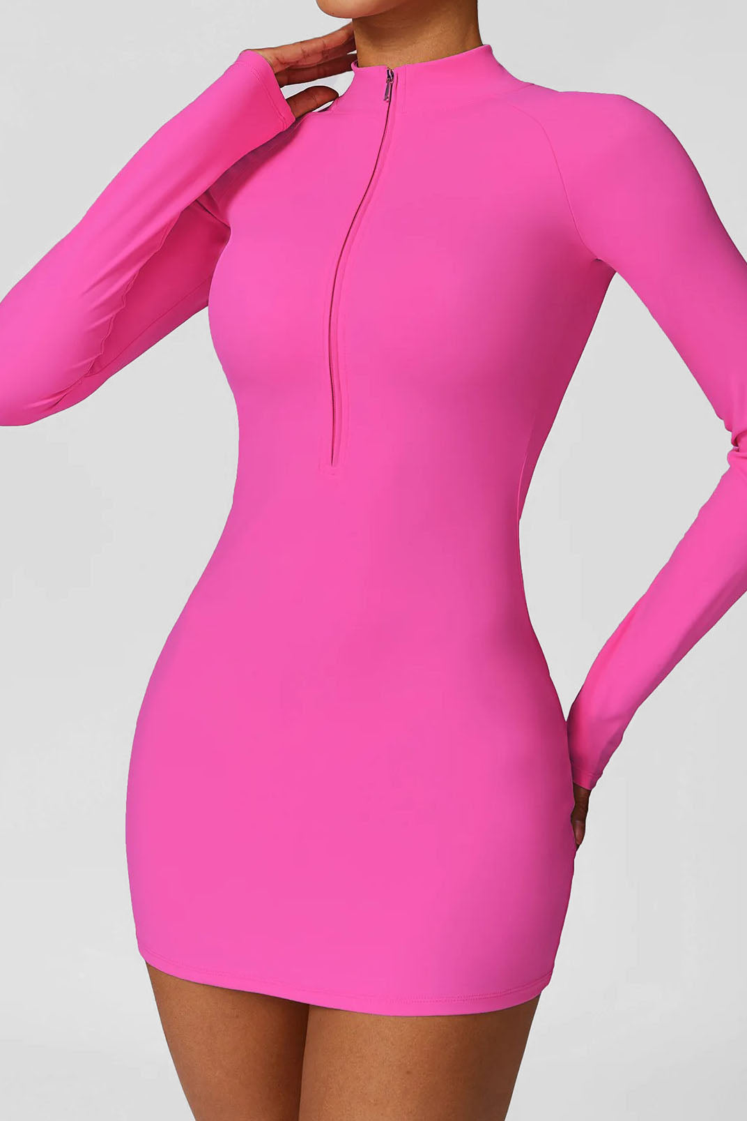 Soft Sculpt Long Sleeve Mock Mini Dress