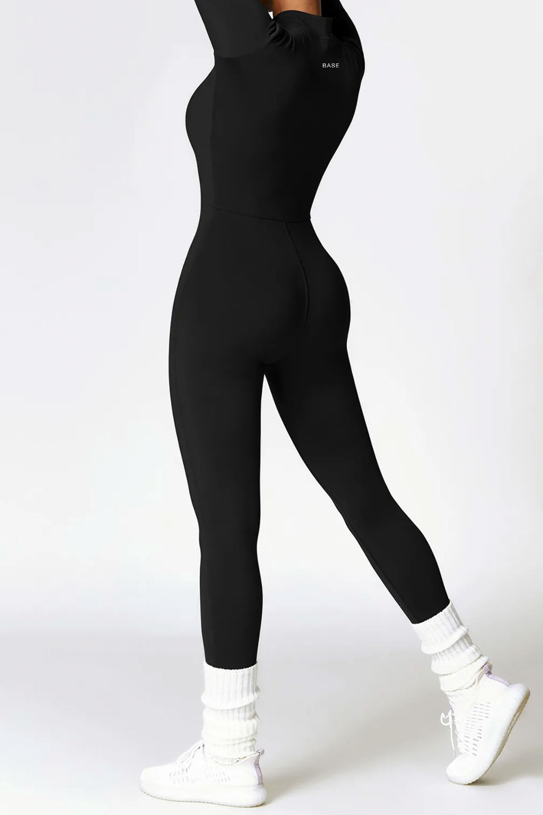 Soft Sculpt Long Sleeve Mock Zip Jumpsuit by BASE BODY.