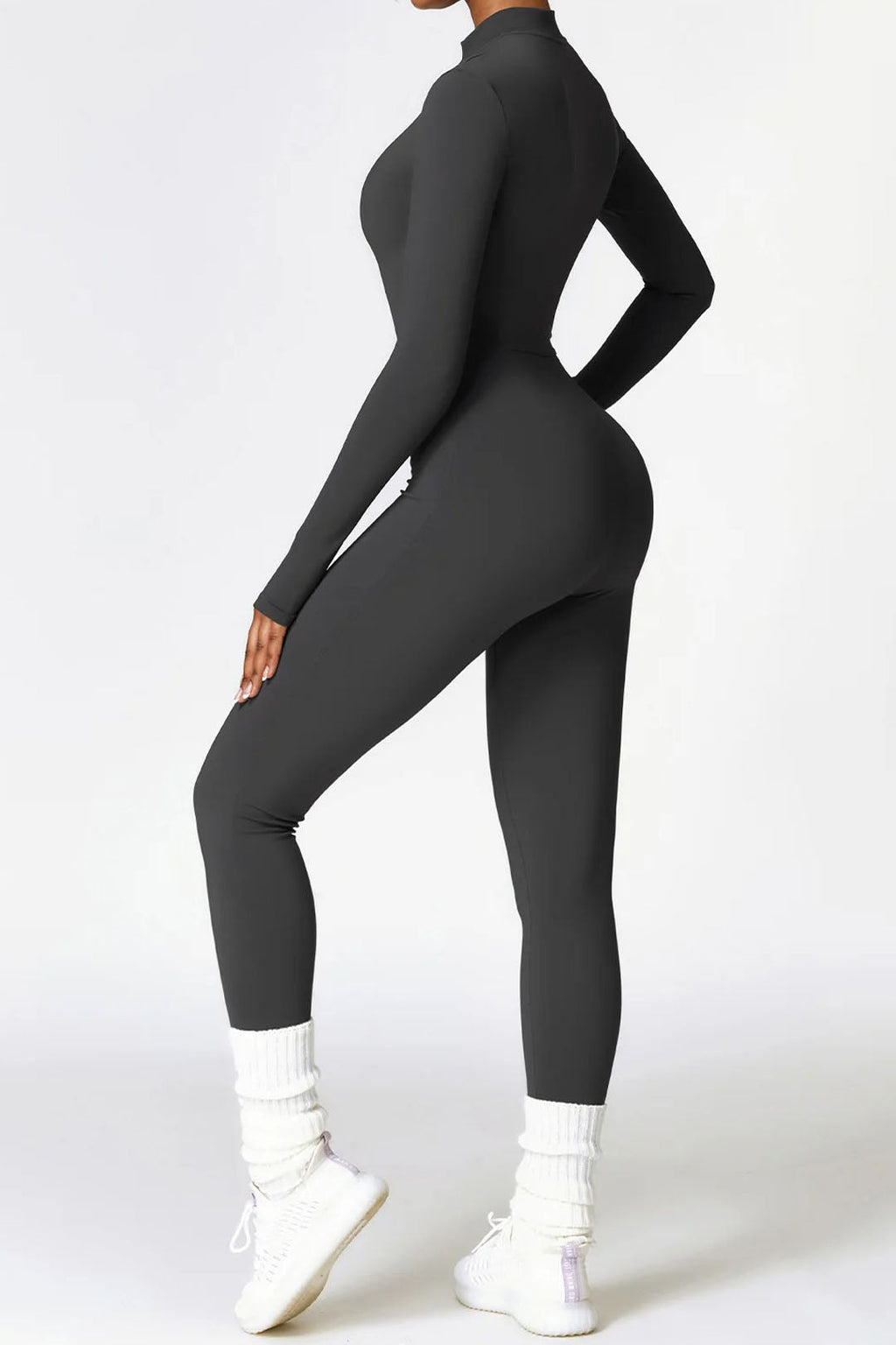 Soft Sculpt Long Sleeve Mock Zip Jumpsuit by BASE BODY.