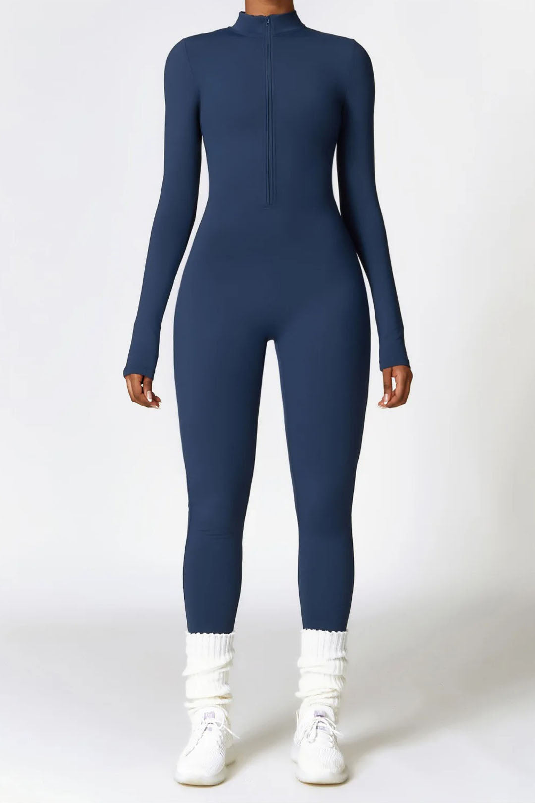 Soft Sculpt Long Sleeve Mock Zip Jumpsuit by BASE BODY.