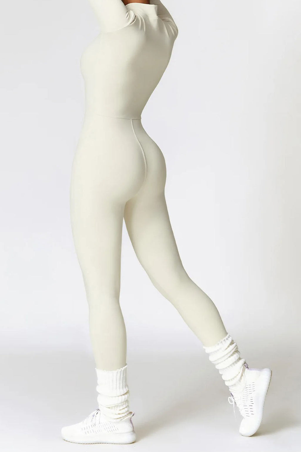 Soft Sculpt Long Sleeve Mock Zip Jumpsuit by BASE BODY.
