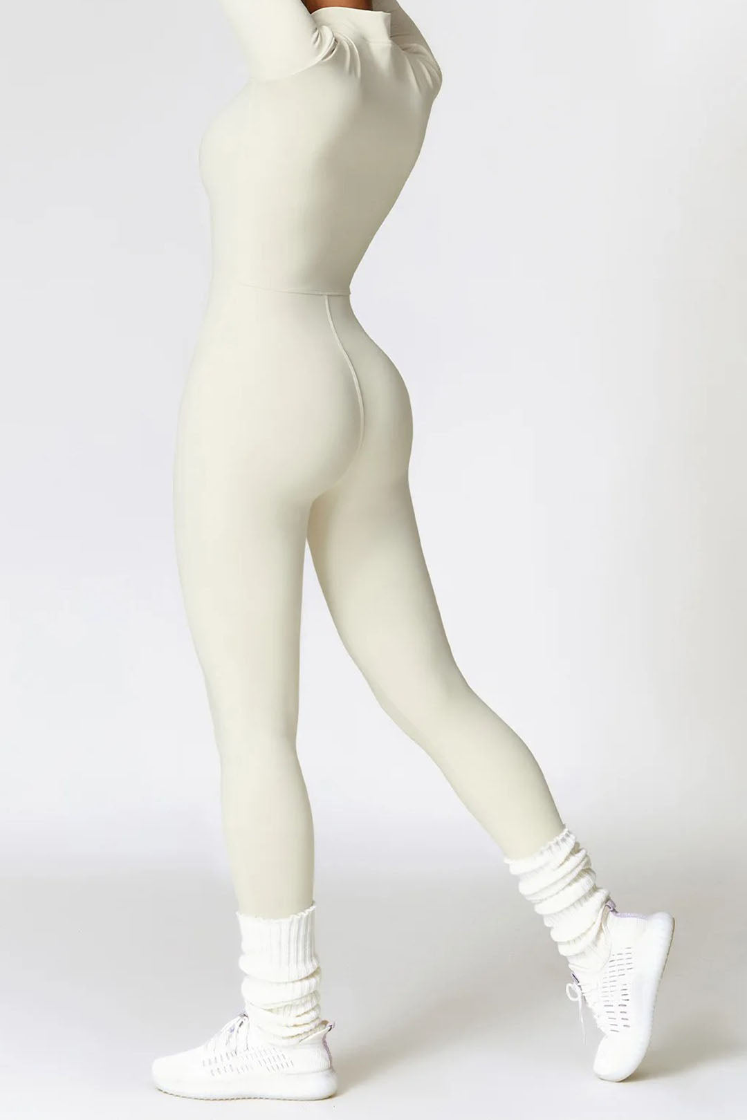 Soft Sculpt Long Sleeve Mock Zip Jumpsuit by BASE BODY.