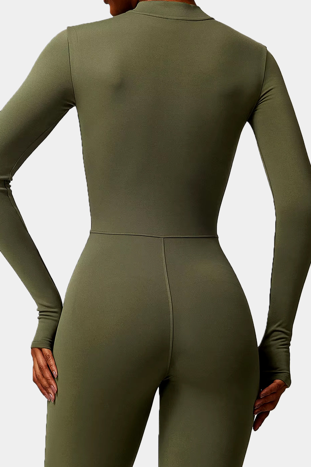 Soft Sculpt Long Sleeve Mock Zip Jumpsuit