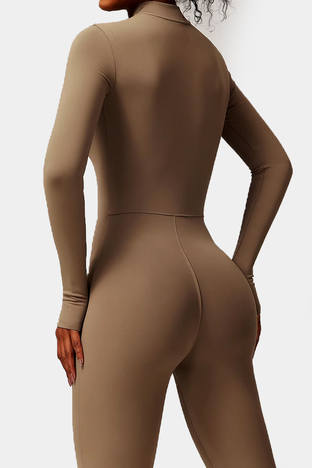 Soft Sculpt Long Sleeve Mock Zip Jumpsuit