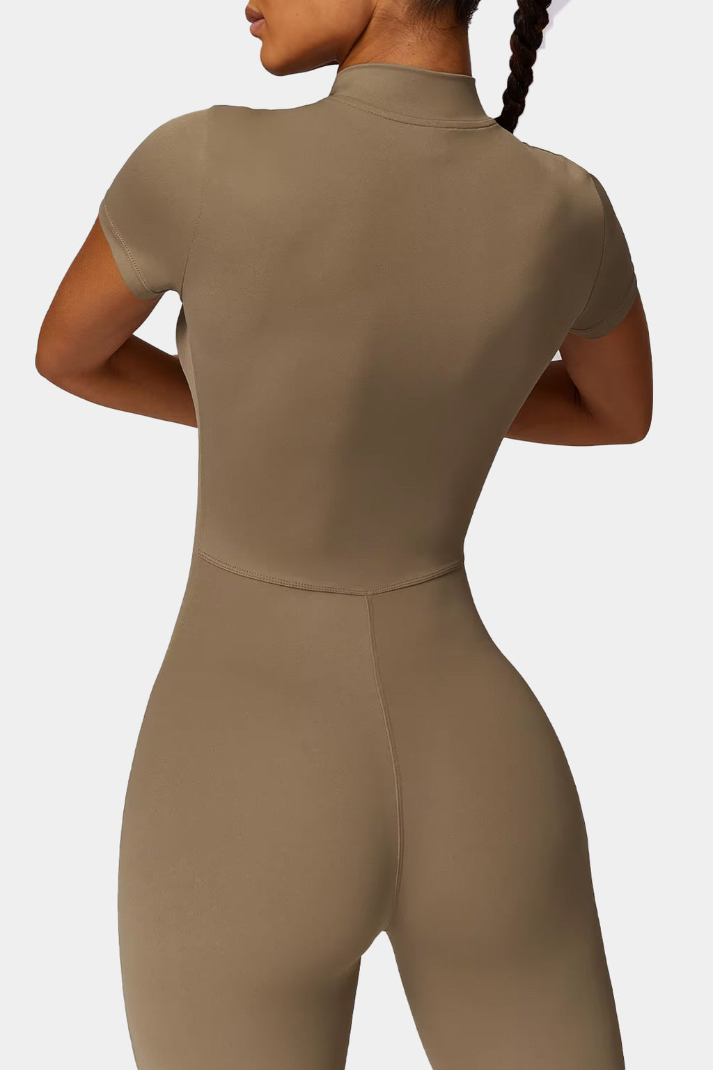 Soft Sculpt Short Sleeve Mock Zip Jumpsuit