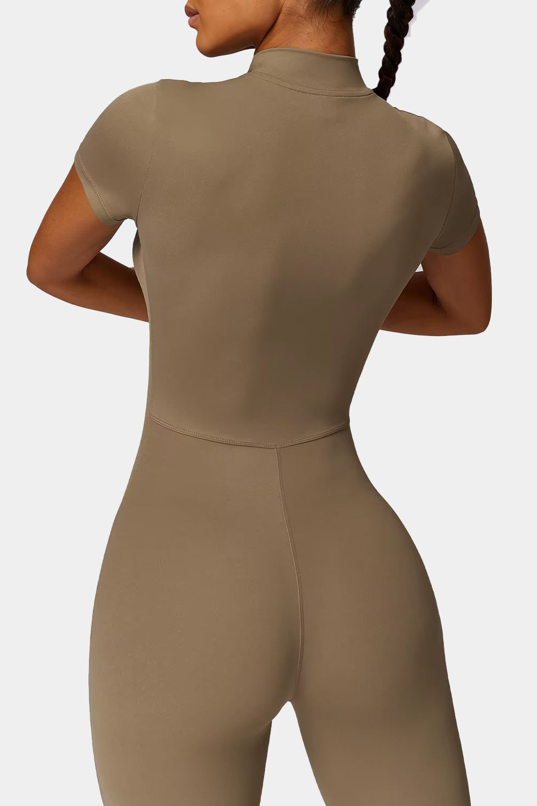 Soft Sculpt Short Sleeve Mock Zip Jumpsuit