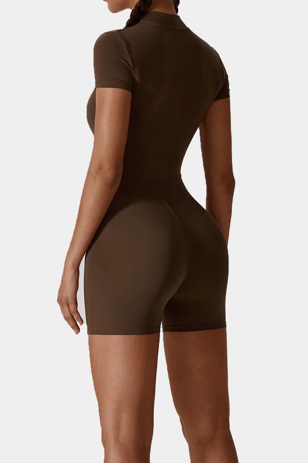 Soft Sculpt Short Sleeve Mock Zip Romper