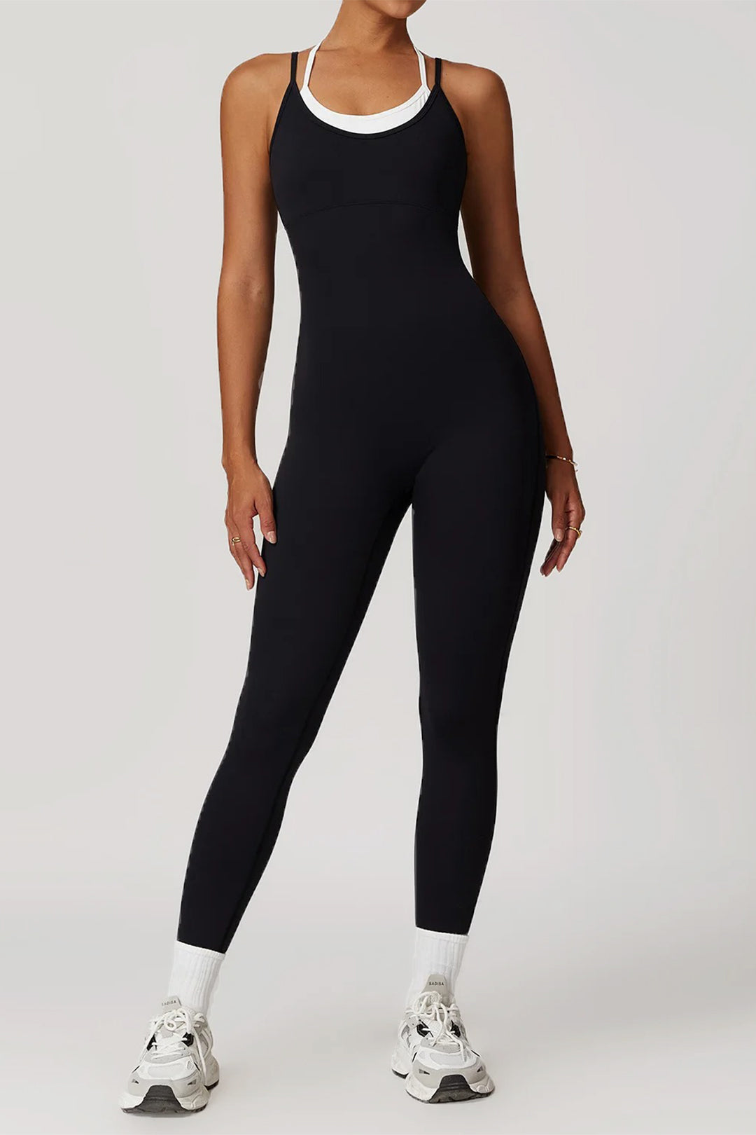 Soft Sculpt Contrast Layered X Back Jumpsuit