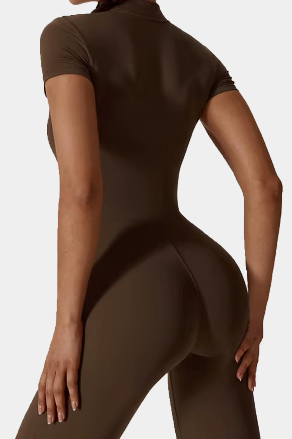 Soft Sculpt Short Sleeve Mock Zip Jumpsuit