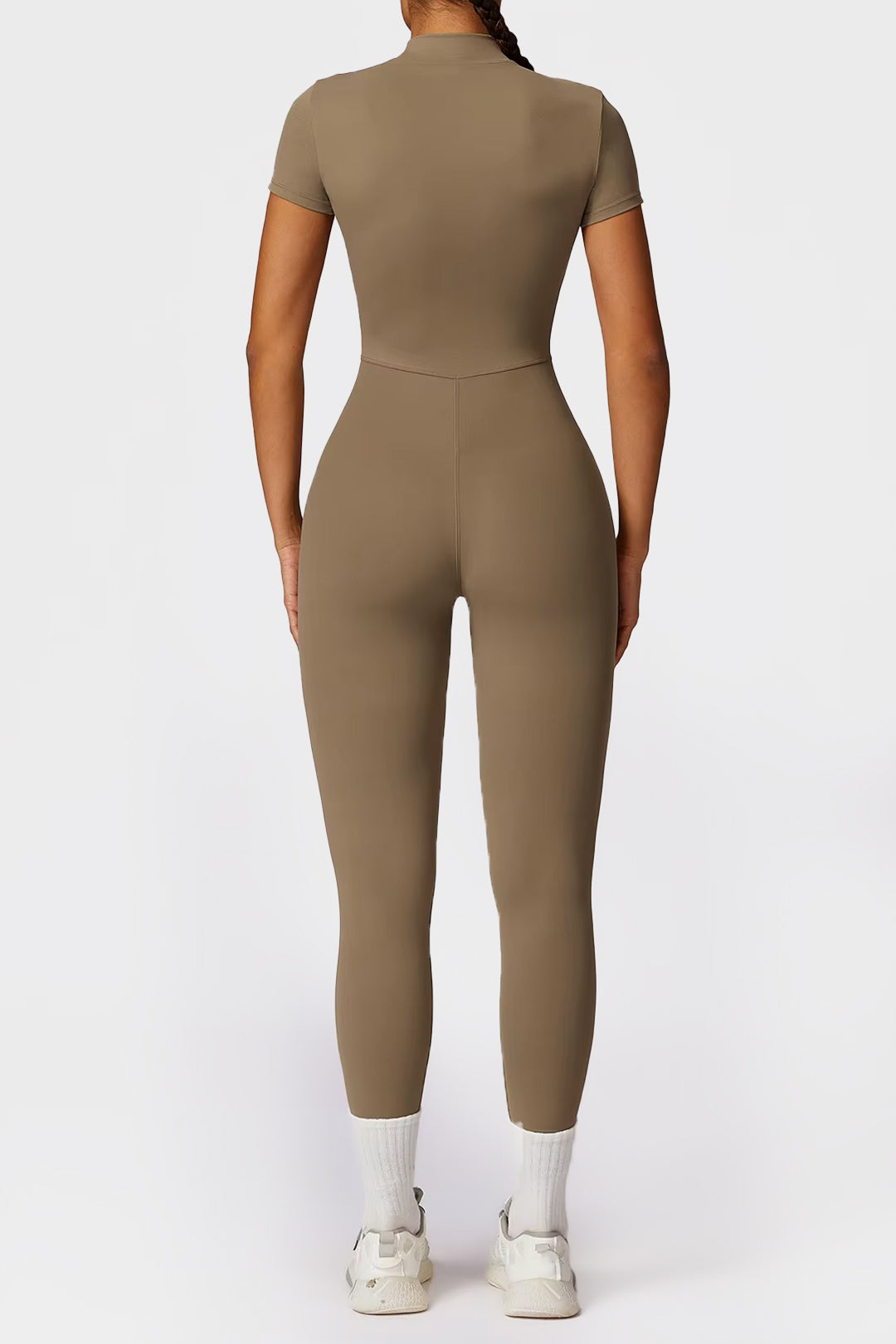 Soft Sculpt Short Sleeve Mock Zip Jumpsuit