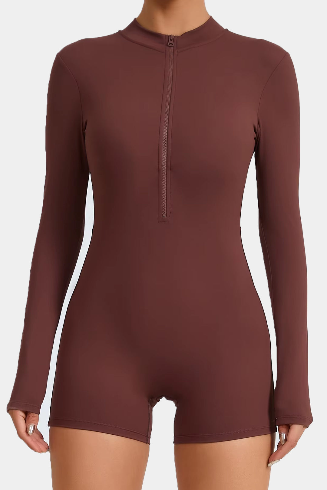 Soft Sculpt Long Sleeve Mock Zip Romper