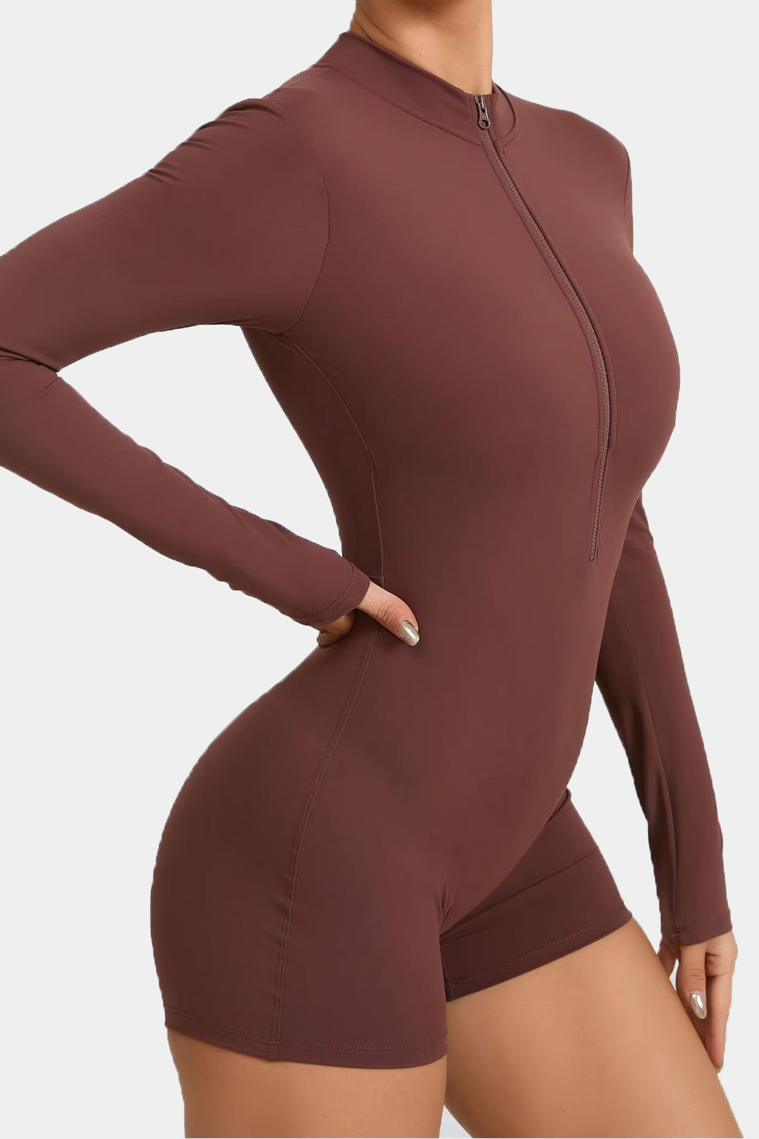Soft Sculpt Long Sleeve Mock Zip Romper